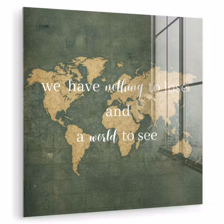 Quote - Vintage - Wereldkaart - Oud plexiglas 5mm klein -zzzproduct_nieuw