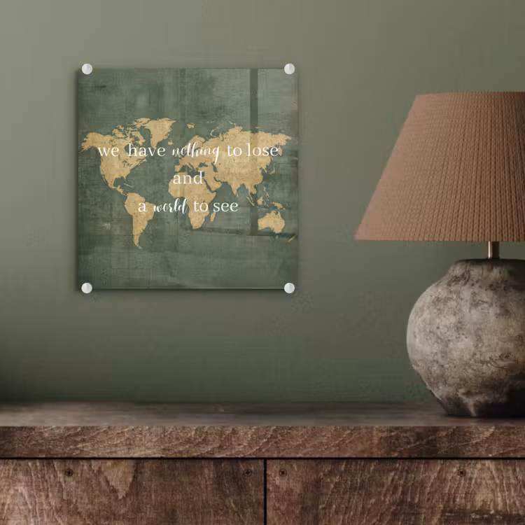 Quote - Vintage - Wereldkaart - Oud plexiglas 5mm klein -sfeer3