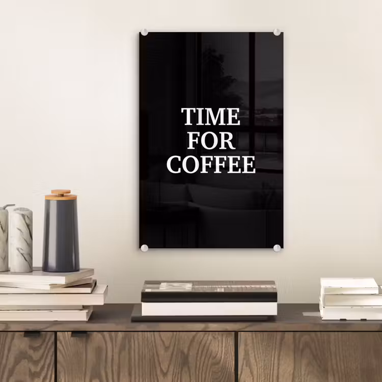 Quotes - Letters - Koffie - Zwart plexiglas 5mm klein -sfeer1