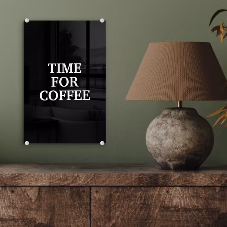 Quotes - Letters - Koffie - Zwart plexiglas 5mm klein -sfeer3