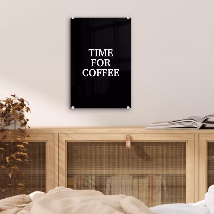 Quotes - Letters - Koffie - Zwart plexiglas 5mm klein -sfeer4