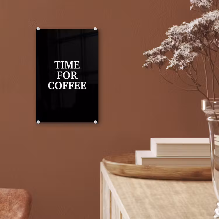 Quotes - Letters - Koffie - Zwart plexiglas 5mm klein -sfeer5