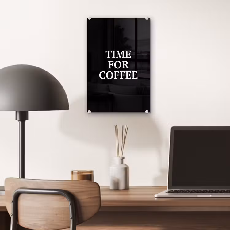 Quotes - Letters - Koffie - Zwart plexiglas 5mm klein -sfeer6