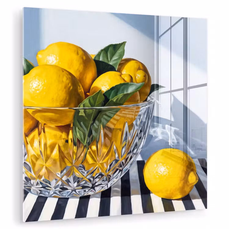 Glasbild - Zitronen – Obst – Gelb - Citroenen - Fruit - Geel plexiglas 5mm klein