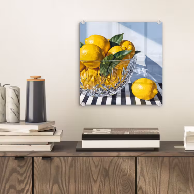 Glasbild - Zitronen – Obst – Gelb - Citroenen - Fruit - Geel plexiglas 5mm klein