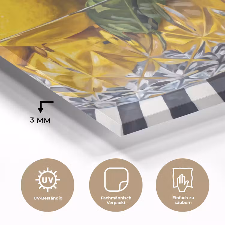 Glasbild - Zitronen – Obst – Gelb - Citroenen - Fruit - Geel plexiglas 5mm klein