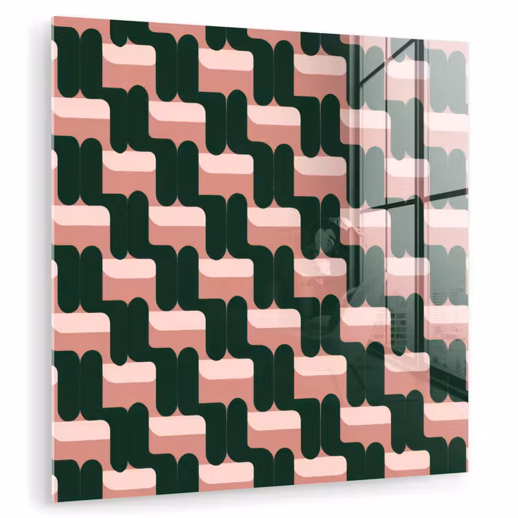 Vlechtpatroon - Groen - Roze - Geometrisch plexiglas 5mm klein 11 -zzzproduct_nieuw