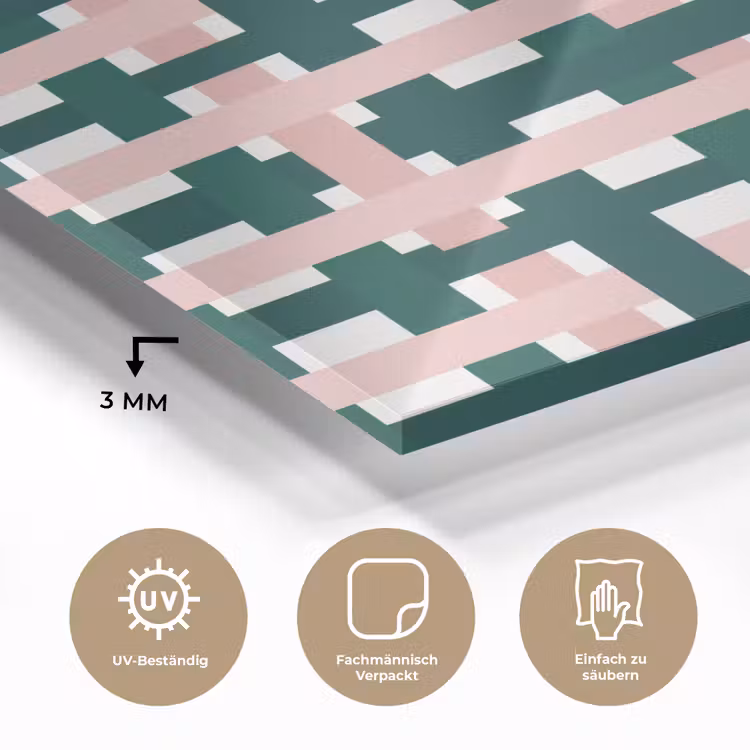 Vlechtpatroon - Groen - Roze - Grafisch plexiglas 5mm klein 11 -wsfeer2_DE