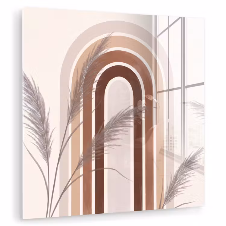 Abstract - Bogen - Plant - Boho - Beige plexiglas 5mm klein -zzzproduct_nieuw