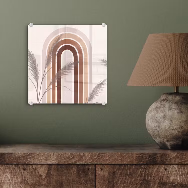Abstract - Bogen - Plant - Boho - Beige plexiglas 5mm klein -sfeer3