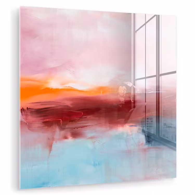 Glasbild - Zusammenfassung – Farben – Modern – Kunst – Rosa - Abstract - Kleuren - Modern - Kunst - Roze plexiglas 5mm klein