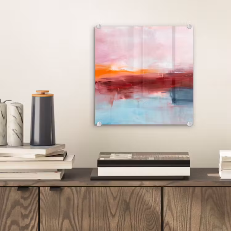 Glasbild - Zusammenfassung – Farben – Modern – Kunst – Rosa - Abstract - Kleuren - Modern - Kunst - Roze plexiglas 5mm klein