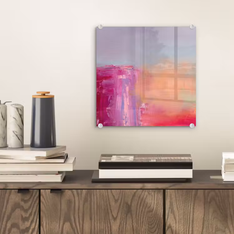 Glasbild - Zusammenfassung – Farben – Modern – Rosa - Abstract - Kleuren - Modern - Roze plexiglas 5mm klein