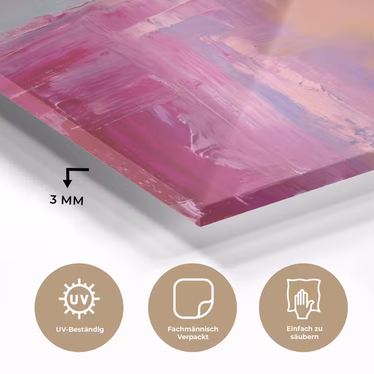 Glasbild - Zusammenfassung – Farben – Modern – Rosa - Abstract - Kleuren - Modern - Roze plexiglas 5mm klein