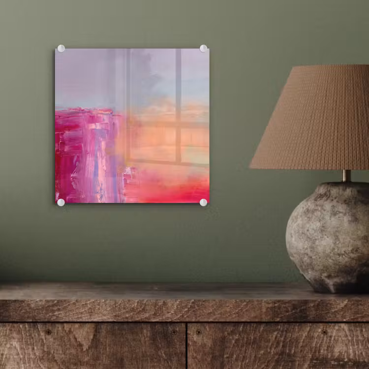 Glasbild - Zusammenfassung – Farben – Modern – Rosa - Abstract - Kleuren - Modern - Roze plexiglas 5mm klein