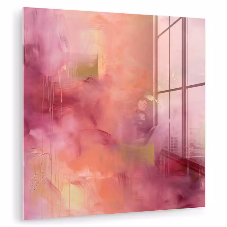 Glasbild - Zusammenfassung – Farben – Modern – Rosa – Lila - Abstract - Kleuren - Modern - Roze - Paars plexiglas 5mm klein
