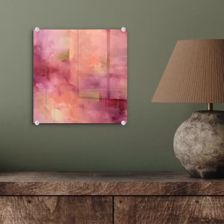 Glasbild - Zusammenfassung – Farben – Modern – Rosa – Lila - Abstract - Kleuren - Modern - Roze - Paars plexiglas 5mm klein
