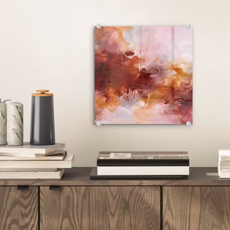 Glasbild - Zusammenfassung – Farbenfroh – Kunst – Modern – Rosa-Rot - Abstract - Kleurrijk - Kunst - Modern - Roze-Rood plexiglas 5mm klein
