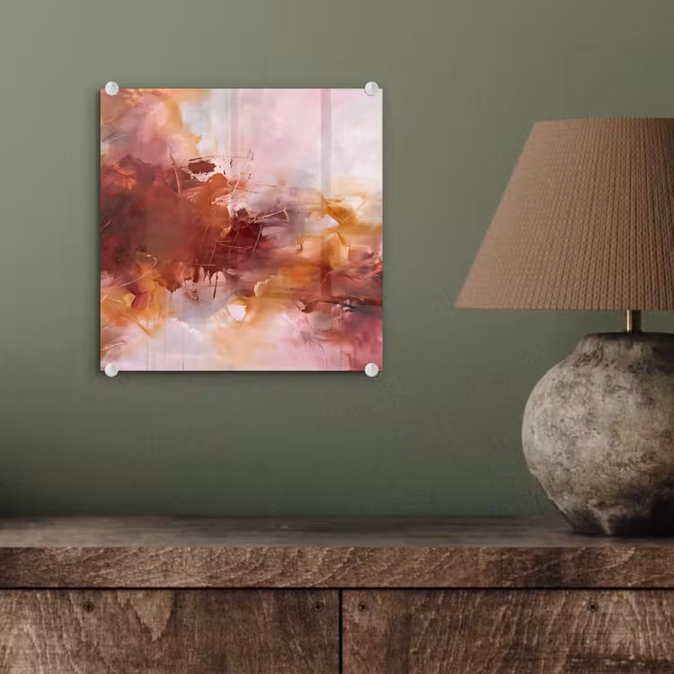 Glasbild - Zusammenfassung – Farbenfroh – Kunst – Modern – Rosa-Rot - Abstract - Kleurrijk - Kunst - Modern - Roze-Rood plexiglas 5mm klein