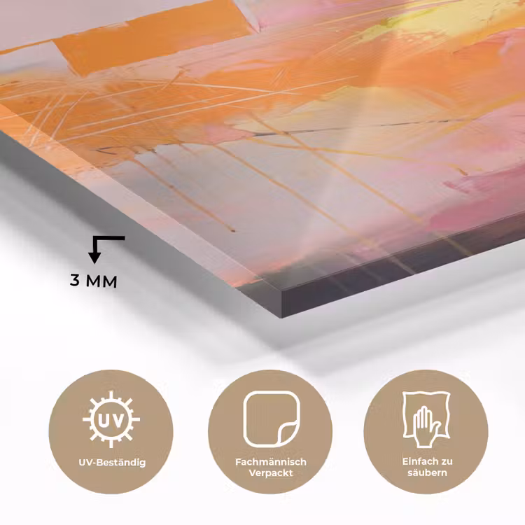 Glasbild - Zusammenfassung – Farbenfroh – Modern – Rosa - Abstract - Kleurrijk - Modern - Roze plexiglas 5mm klein