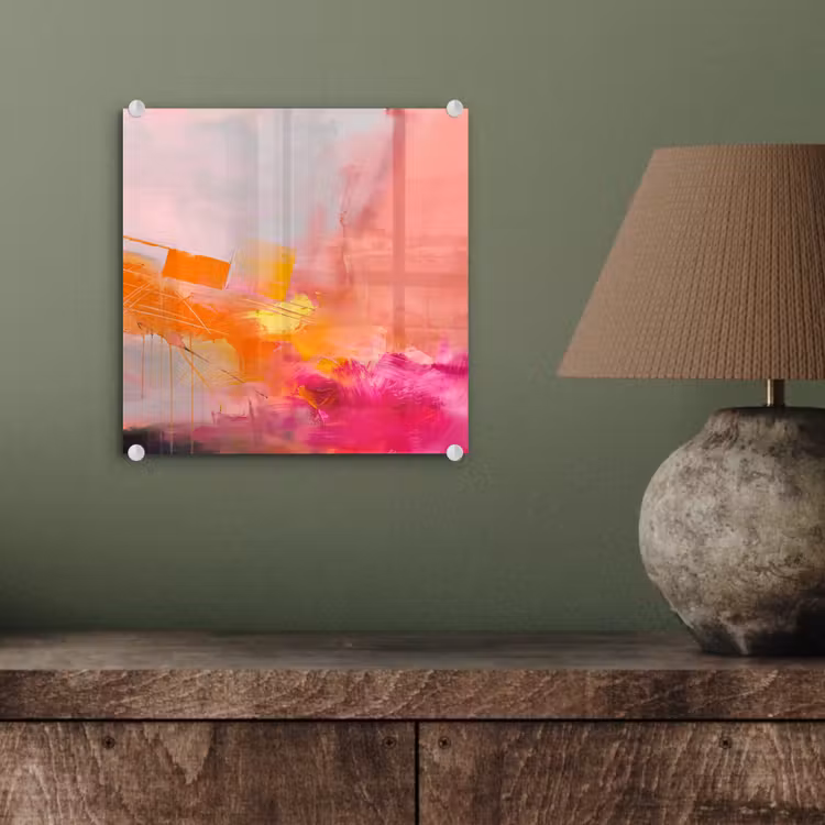 Glasbild - Zusammenfassung – Farbenfroh – Modern – Rosa - Abstract - Kleurrijk - Modern - Roze plexiglas 5mm klein