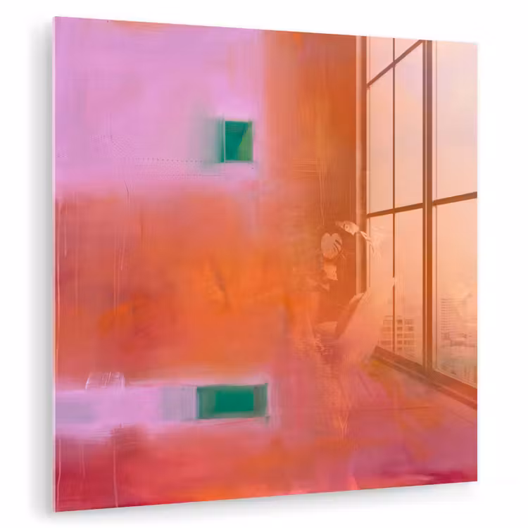 Glasbild - Zusammenfassung – Flächen – Kunst – Modern – Orange - Abstract - Vlakken - Kunst - Modern - Oranje plexiglas 5mm klein