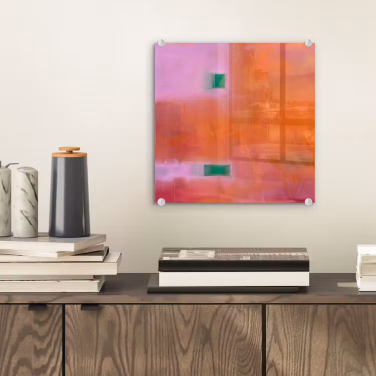 Glasbild - Zusammenfassung – Flächen – Kunst – Modern – Orange - Abstract - Vlakken - Kunst - Modern - Oranje plexiglas 5mm klein