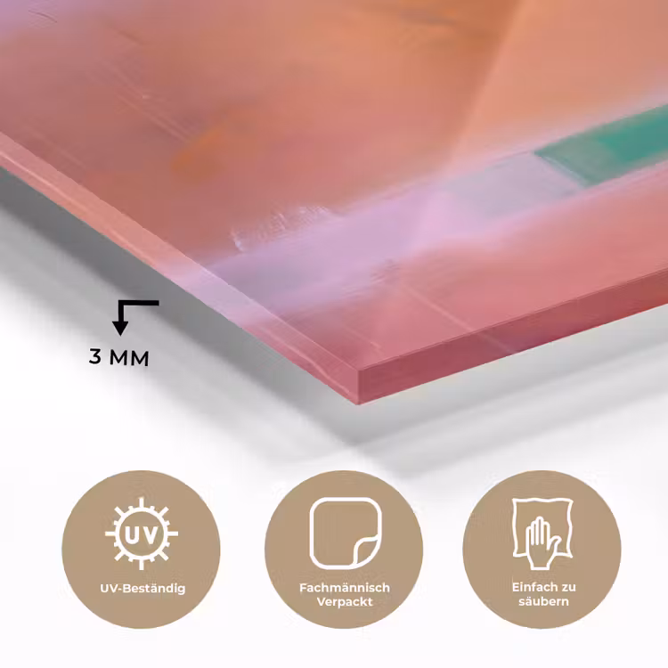 Glasbild - Zusammenfassung – Flächen – Kunst – Modern – Orange - Abstract - Vlakken - Kunst - Modern - Oranje plexiglas 5mm klein