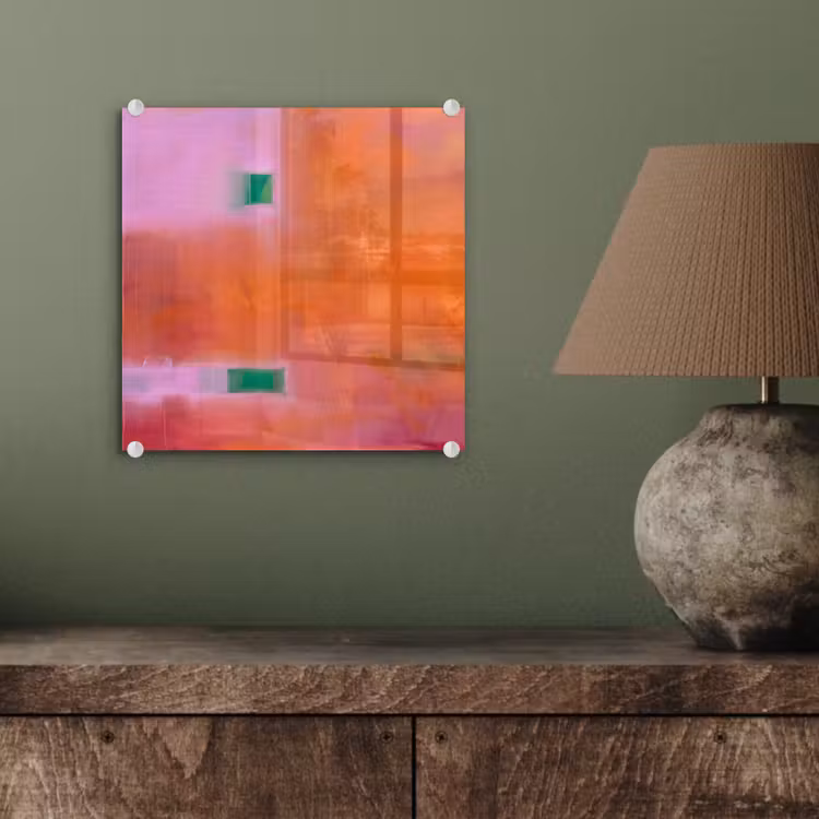 Glasbild - Zusammenfassung – Flächen – Kunst – Modern – Orange - Abstract - Vlakken - Kunst - Modern - Oranje plexiglas 5mm klein