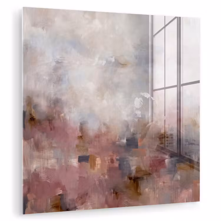 Glasbild - Zusammenfassung – Fließend – Kunst – Modern – Beige - Abstract - Vloeiend - Kunst - Modern - Beige plexiglas 5mm klein