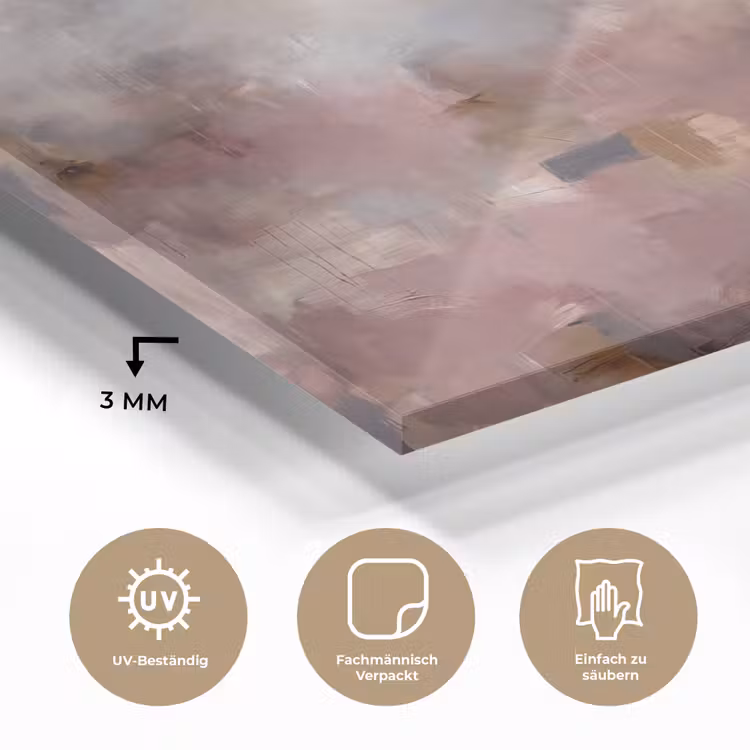 Glasbild - Zusammenfassung – Fließend – Kunst – Modern – Beige - Abstract - Vloeiend - Kunst - Modern - Beige plexiglas 5mm klein