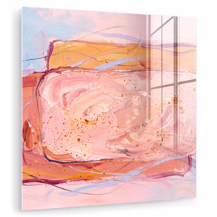 Glasbild - Zusammenfassung – Formen – Modern – Rosa - Abstract - Vormen - Modern - Roze plexiglas 5mm klein