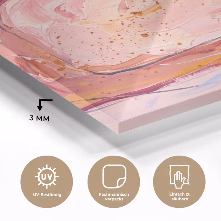 Glasbild - Zusammenfassung – Formen – Modern – Rosa - Abstract - Vormen - Modern - Roze plexiglas 5mm klein