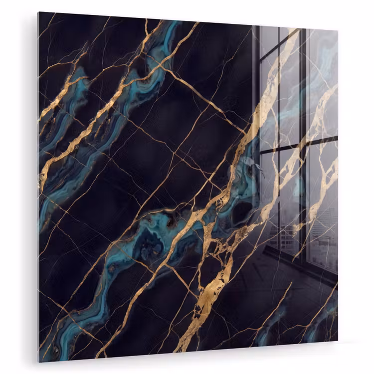 Abstract - Gouden lijnen - Kunst - Modern - Zwart plexiglas 5mm klein -zzzproduct_nieuw