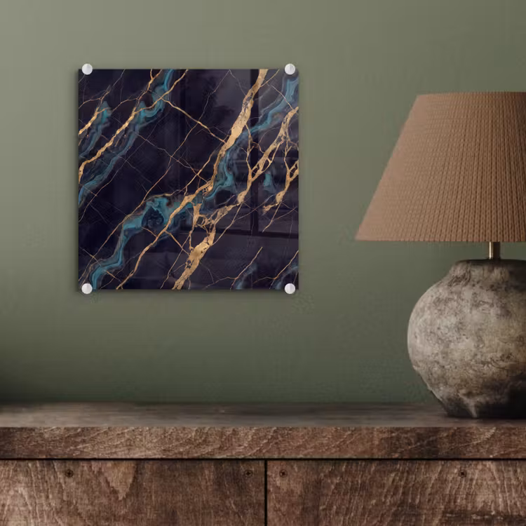 Abstract - Gouden lijnen - Kunst - Modern - Zwart plexiglas 5mm klein -sfeer3