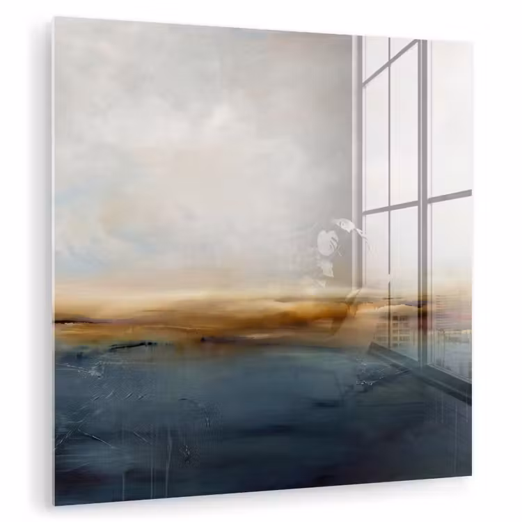 Glasbild - Zusammenfassung – Horizont – Wasser – Modern – Beige - Abstract - Horizon - Water - Modern - Beige plexiglas 5mm klein
