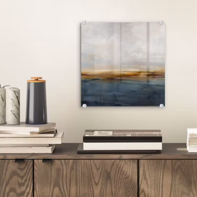 Glasbild - Zusammenfassung – Horizont – Wasser – Modern – Beige - Abstract - Horizon - Water - Modern - Beige plexiglas 5mm klein