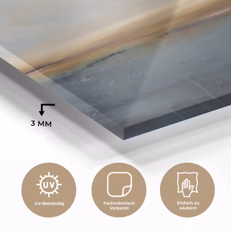 Glasbild - Zusammenfassung – Horizont – Wasser – Modern – Beige - Abstract - Horizon - Water - Modern - Beige plexiglas 5mm klein