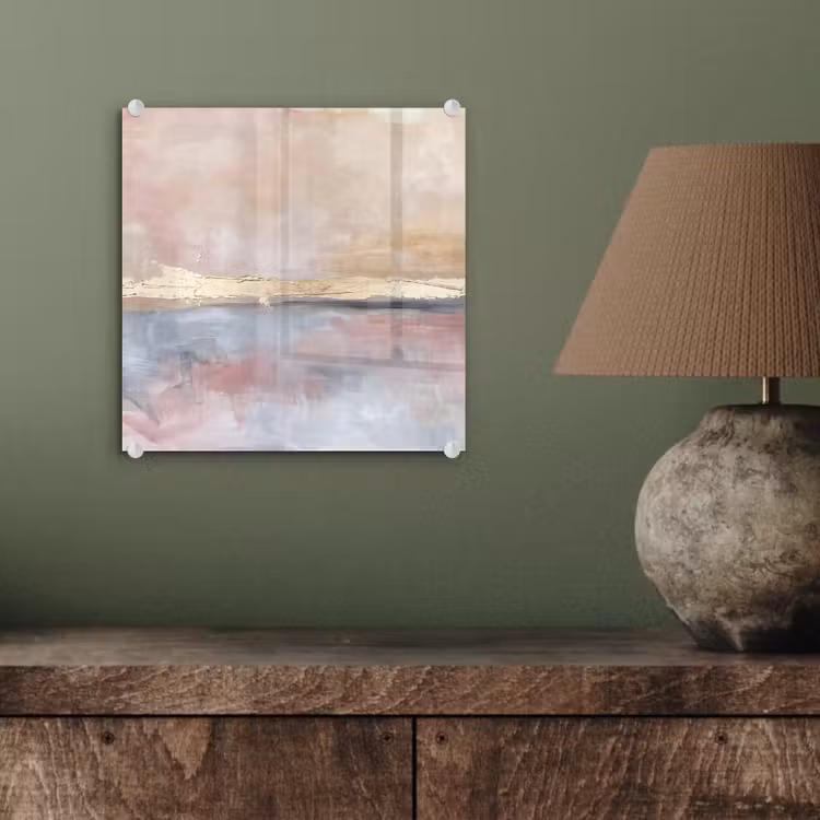 Glasbild - Zusammenfassung – Horizontal – Kunst – Rosa – Gold - Abstract - Horizontaal - Kunst - Roze - Goud plexiglas 5mm klein