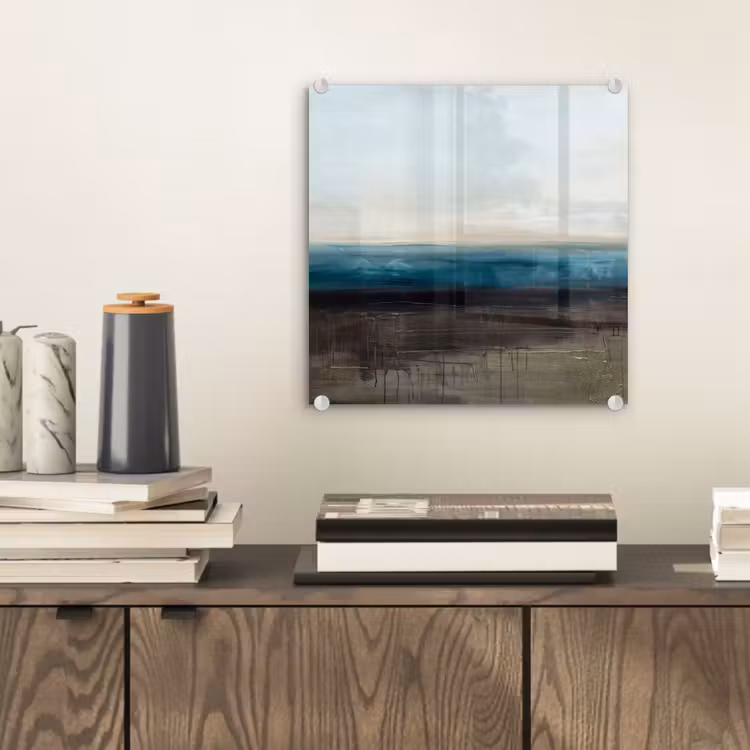 Glasbild - Zusammenfassung – Landschaft – Horizont – Blau – Modern - Abstract - Landschap - Horizon - Blauw - Modern plexiglas 5mm klein