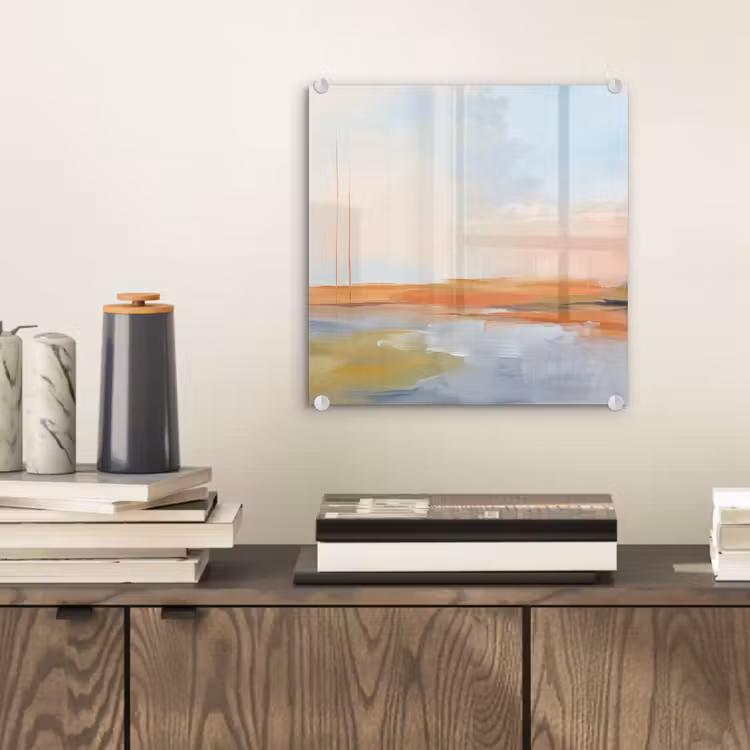 Glasbild - Zusammenfassung – Landschaft – Horizont – Modern – Farbenfroh - Abstract - Landschap - Horizon - Modern - Kleurrijk plexiglas 5mm klein