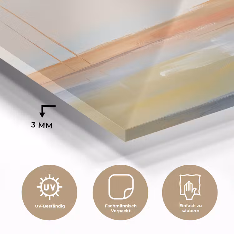 Glasbild - Zusammenfassung – Landschaft – Horizont – Modern – Farbenfroh - Abstract - Landschap - Horizon - Modern - Kleurrijk plexiglas 5mm klein