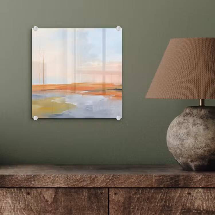 Glasbild - Zusammenfassung – Landschaft – Horizont – Modern – Farbenfroh - Abstract - Landschap - Horizon - Modern - Kleurrijk plexiglas 5mm klein