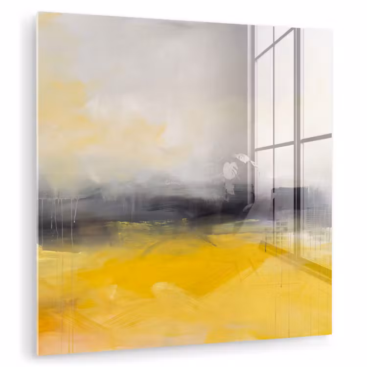 Glasbild - Zusammenfassung – Landschaft – Modern – Gelb - Abstract - Landschap - Modern - Geel plexiglas 5mm klein