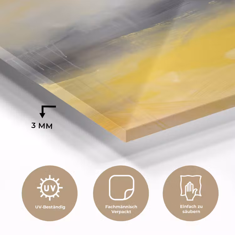 Glasbild - Zusammenfassung – Landschaft – Modern – Gelb - Abstract - Landschap - Modern - Geel plexiglas 5mm klein