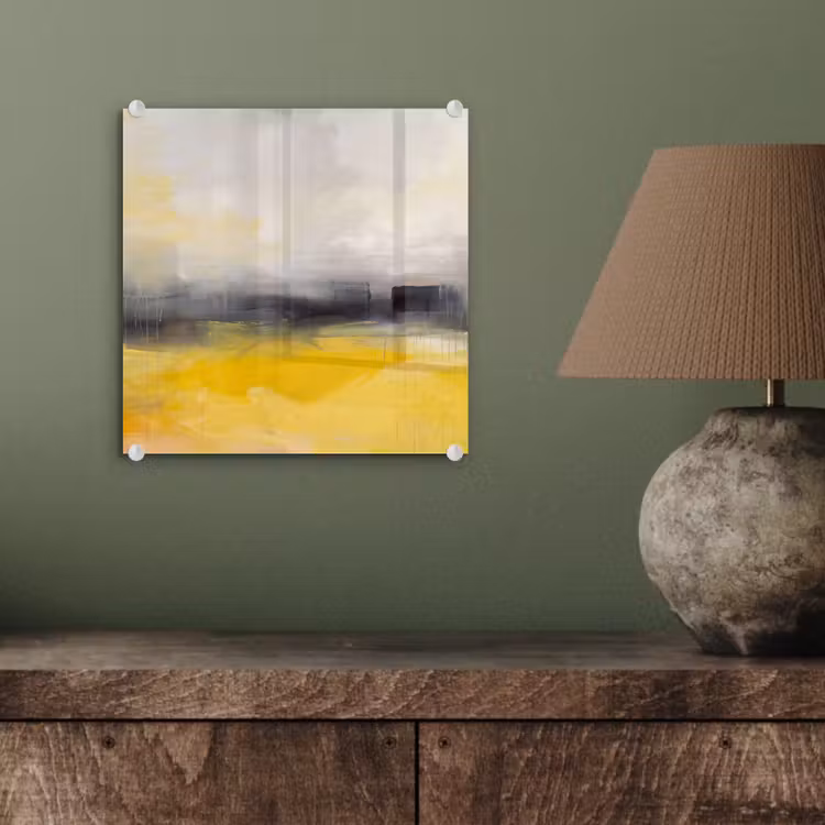 Glasbild - Zusammenfassung – Landschaft – Modern – Gelb - Abstract - Landschap - Modern - Geel plexiglas 5mm klein