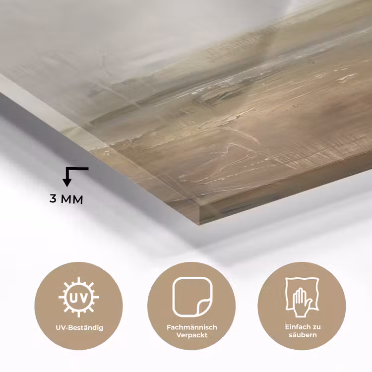 Glasbild - Zusammenfassung – Landschaft – Natur – Beige – Braun - Abstract - Landschap - Natuur - Beige - Bruin plexiglas 5mm klein