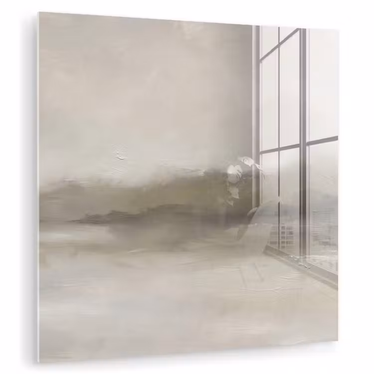 Glasbild - Zusammenfassung – Landschaft – Nebel – Modern – Grau - Abstract - Landschap - Nevel - Modern - Grijs plexiglas 5mm klein