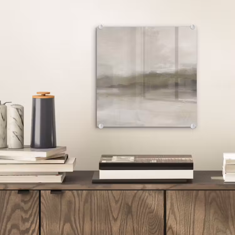 Glasbild - Zusammenfassung – Landschaft – Nebel – Modern – Grau - Abstract - Landschap - Nevel - Modern - Grijs plexiglas 5mm klein