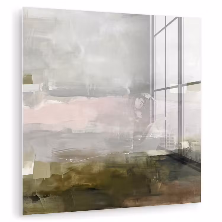 Glasbild - Zusammenfassung – Mehrschichtig – Kunst – Modern – Grau-Grün - Abstract - Gelaagd - Kunst - Modern - Grijs-Groen plexiglas 5mm klein